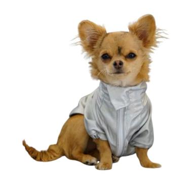 Imagem de Jaqueta corta-vento para pet furta-cor PRATEADA - Repelente à água (M)