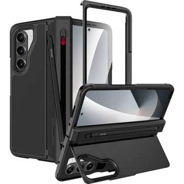 Imagem de Miimall Capa para Samsung Galaxy Z Fold 6 com suporte para S Pen e S Pen suporte oculto protetor de tela embutido protetor de tela protetor de dobradiça resistente à prova de choque sem fio capas de