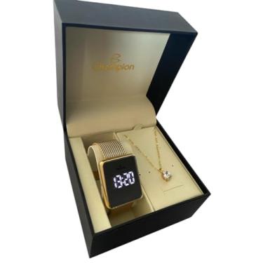 Imagem de Relógio Feminino Champion Digital Led Dourado CH48180B Kit