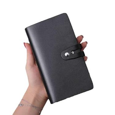 Imagem de Carteira feminina de couro genuíno com dobra dupla/tripla - Suporte minimalista para cartão de crédito com bloqueio de RFID e bolso para moedas, Preto, Casual