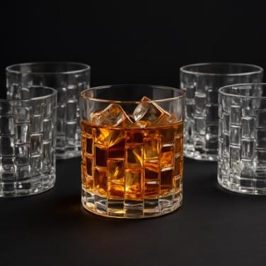 Imagem de Copo de Whisky de Vidro Texturizado – Jogo com 6 Copos Baixos para Whisky e Drinks, Parede Grossa e Base Reforçada