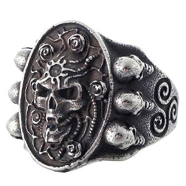 Imagem de ZMY Home Anel de caveira 2023 Cool Evil Death Punk Rock Aço Inoxidável Joias Estilo Aly, Metal, Sem pedra preciosa