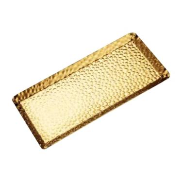 Imagem de GSHLLO Bandeja de aço inoxidável martelada de 25 x 11 cm, bandeja retangular de metal, bandeja retangular para armazenamento de alimentos, suporte de sobremesa, bandejas modernas para aperitivos