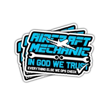 Imagem de Adesivo de vinil com citação de aviação mecânica de aeronaves em God We Trust Everything Else We Check Twice para engenheiros, técnicos, pilotos, estudantes, caixa de ferramentas, capacete, laptop