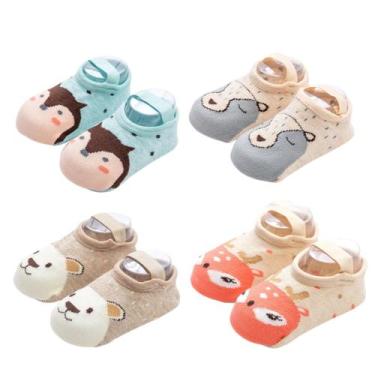 Imagem de Kit 4 Meias Sapatilhas Antiderrapante Pietra Baby Infantil Unissex Alg