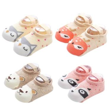 Imagem de Kit 4 Meias Sapatilhas Antiderrapante Pietra Baby Infantil Unissex Alg
