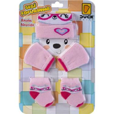 Imagem de Kit Meias Luvas e Touca Bebê Recém-Nascido Menina Fofurinha Maternidad