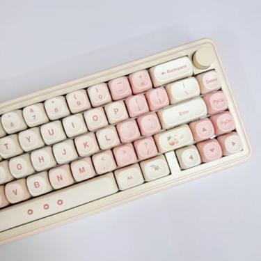 Imagem de ILYCHEEGAMI Teclado PBT MOA Rosa Tema Cherry Dye Sublimação Menina Personalidade Criativa Adaptar Teclado Mecânico (MOA-Cute Cherry)