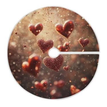 Imagem de Blueangle Saia de árvore de coração rosa de 90 cm - decoração de árvore de férias de poliéster macio e resistente a rugas (123)