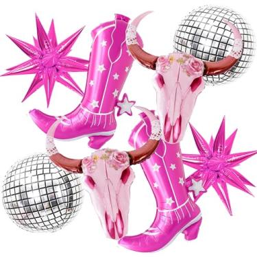 Imagem de balões de discoteca estrela explosão caveira de vaca rosa