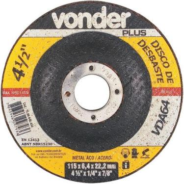 Imagem de Disco De Desbaste 114,3x6,4x22,22 Para Aço Carbono Vda64 - V - Vonder 