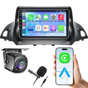 Imagem de Rádio automotivo com tela sensível ao toque de 9 polegadas para Ford Escape 2013-2019, com rádio FM/RDS, Bluetooth, câmera de reserva