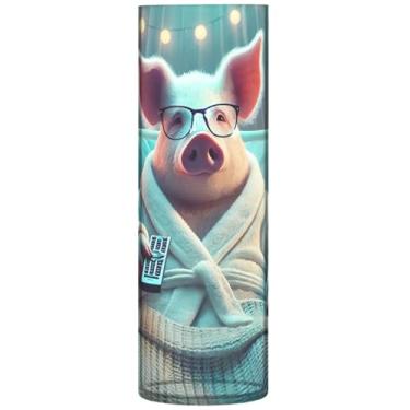 Imagem de Cute Pig Engraçado Animal Cilindro Vaso de Mesa Personalizado Bonito Vaso Alto Plástico Decoração de Apartamento, Estética, 30 cm x 9,9 cm