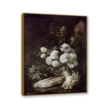 Imagem de Moldura de teca. Arte de parede em tela de especiarias coloridas e colher de tempero | Decoração de cozinha vintage | Arte moderna para casa e sala de jantar. B65. 80 x 105 cm - 31,5 x 41,3 pol