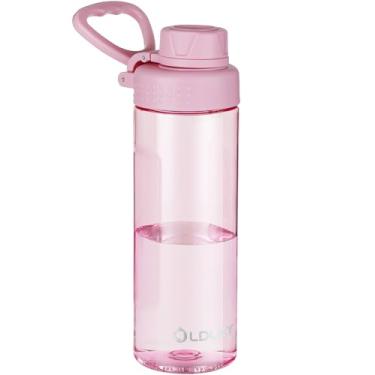 Imagem de OLDLEY Garrafas de água Tritan de 590 ml livre de BPA com alça de transporte e tampa de bico, garrafa de água infantil à prova de vazamento para casa, viagem, escola, ao ar livre, rosa