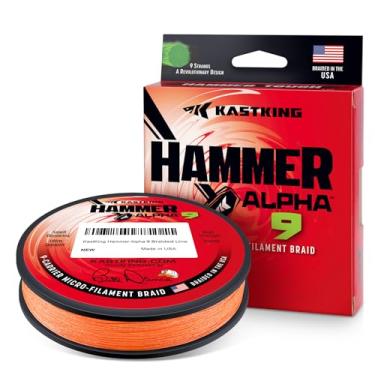 Imagem de KastKing Linha de pesca trançada Hammer Alpha 9, laranja, 23 kg, 300 metros, 9 fios