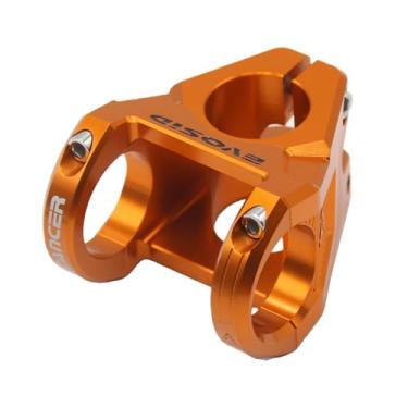 Imagem de EVOSID Haste curta de liga de alumínio CNC ultraleve de 31,8/35 mm para MTB, Downhill, cascalho (laranja, 31,8 mm)