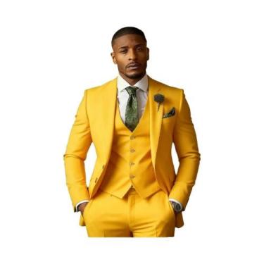 Imagem de Terno Formal Masculino Verde Esmeralda De 3 Peças: Jaqueta, Colete E C