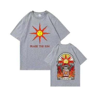 Imagem de Camiseta Unissex Dark Souls Praise the Sun Harajuku Com Gola Redonda, 