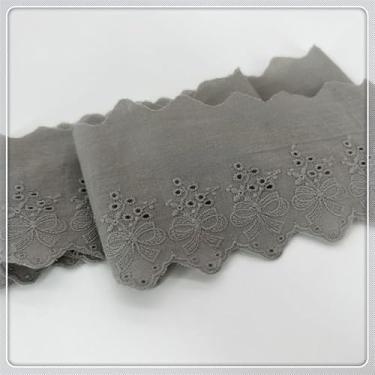 Imagem de Acabamento de renda de algodão de 7 cm, tecido de ilhós bordado floral para costurar vestidos, artesanato, fantasias, sofás, cortinas, roupas de bonecas/animais de estimação (cinza)