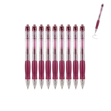 Imagem de GZBABY Caneta de gel retrátil, 10 peças, caneta esferográfica de ponta fina para escrever colorir, 0,5 mm, tinta vermelha escura