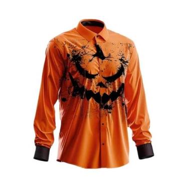 Imagem de Camisa Masculina Amarela De Manga Longa Com Botões Para Festa De Hallo