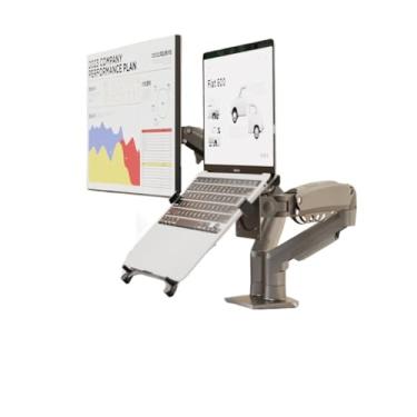 Imagem de Suporte de combinação de monitor dois em um para notebook, suporte de computador externo de tela dupla, braço mecânico, suporte dobrável, suporte suspenso, vertical, ajustável, para tablet (preto)