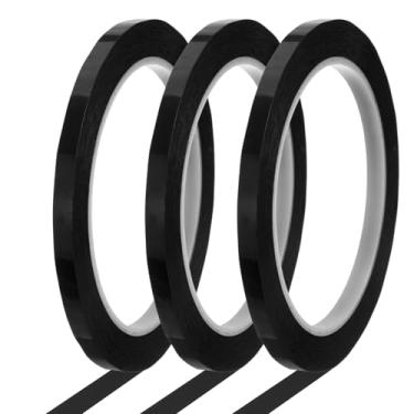 Imagem de Fita de quadro branco 1/10.2 cm x 72 jardas gráfico gráfico gráfico linha quadriculada fita de marcação para sala de aula, escritório, quadro de arte apagável a seco, preto, pacote com 3