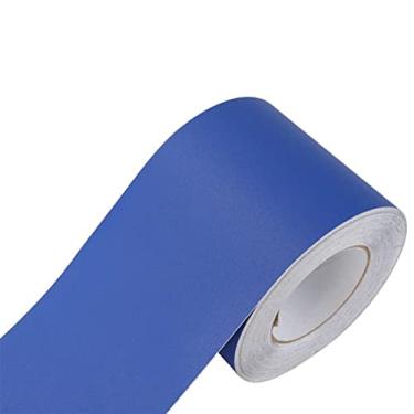 Imagem de Faixa de borda de parede autoadesiva de 5 metros, decoração de borda de parede, painéis de parede de PVC, borda de teto, moldura de porta, linha de cintura, decoração de interiores (azul fosco, 10 cm