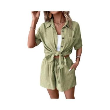 Imagem de Conjunto De Shorts Casuais De Praia Em Cores Vibrantes Para Mulheres, 