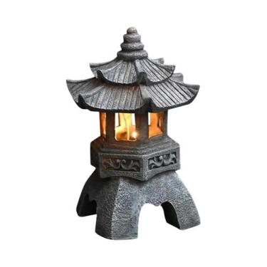 Imagem de Outdoor Solar Powered LED Pagoda Estátua, Decoração Jardim Japonês, La
