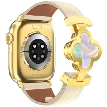 Imagem de KADES Pulseira magnética feminina de design fino com trevo de quatro folhas da sorte para Apple Watch séries 11/10/9/8/7/6/5/4/3/2/1/SE Ultra 3/2/1