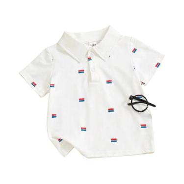 Imagem de Camisa Polo Branca De Verão Para Meninos, Estilo Coreano, T-Shirt Infa