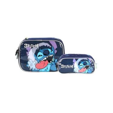 Imagem de Kit Escolar Lilo Stitch Estojo Box e Triplo Menino Original - Luxcel, 