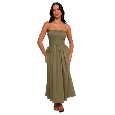Imagem de Petal & Pup Vestido maxi feminino Nigella verde oliva, Verde oliva, P