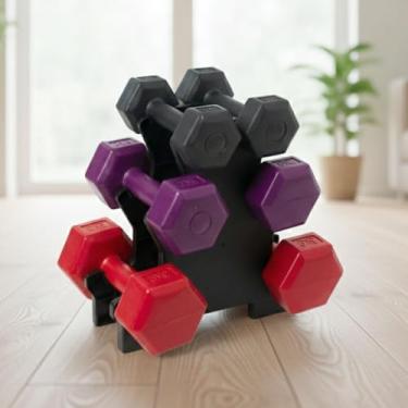 Imagem de Kit de Halteres 12 KG para Musculação, Alteres para exercícios fitness em casa, Acompanha suporte