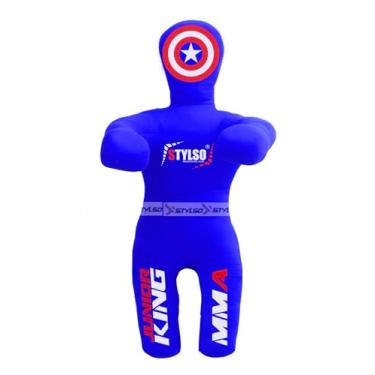 Imagem de Manequim de luta livre não preenchido para crianças – manequim de luta livre juvenil BJJ, MMA, Jiu Jitsu e parceiro de treinamento de judô – Amigo de prática de artes marciais durável (azul, 1,2 m