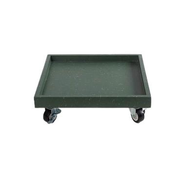 Imagem de Pires de plantas Prato para plantas quadrado móvel com rodas, bandeja coletora de resina sintética para áreas internas e externas(Green,X-Small)