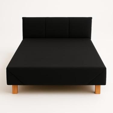 Imagem de Cama Box Pet Suede para Cachorro e Gato com Cabeceira – 60cm e 80cm, Estrutura em Madeira, Confortável(PRETO,60CM)