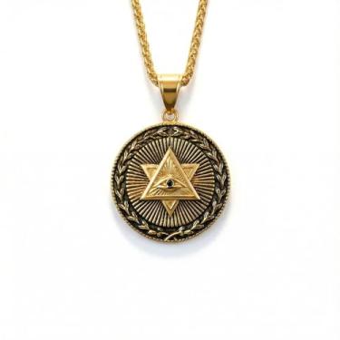 Imagem de Colar com pingente Olho de Hórus do Egito Antigo - Ferro de liga de zinco banhado a ouro 18K, design retrô de cabeça de águia, simbolizando proteção e sabedoria, presente para o dia de São Patrício