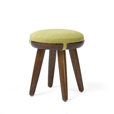 Imagem de Banqueta criativa de madeira para pés - banco de mudança de sapato de madeira maciça, apoio para os pés pequeno para mesa de jantar, banquinho de sofá versátil, decoração de casa, tamanho compacto (31