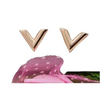 Imagem de Brincos Em Forma De Letra V Dourados Para Mulheres, Joias De Luxo Eleg