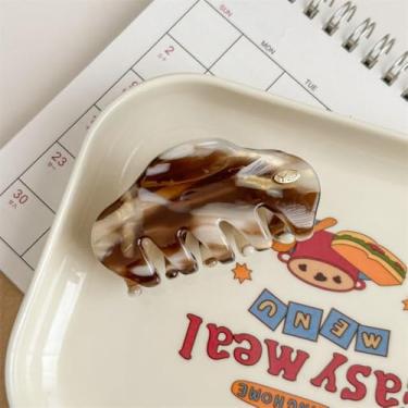 Imagem de Grampo de cabelo doce retrô acessório para cabeça de acetato fresco garra de cabelo criativo colorido em forma de nuvem clipe de tubarão streetwear (café)