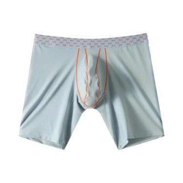 Imagem de Shorts Boxer Masculinos Em Seda Gelada Respirável Com Bolso Convexo Em