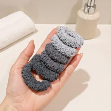 Imagem de Pacote com 6 laços de cabelo para mulheres, faixas de cabelo sem costura, sem danos, suportes de rabo de cavalo elásticos fortes para cabelos grossos e finos, elásticos cinza macio (cinza)