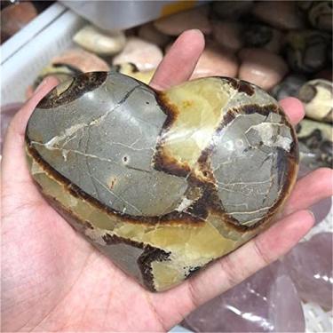 Imagem de FFIME Pedras preciosas de cristal em forma de coração septário natural curado para decoração como presente (cor: 1 peça, tamanho: 70-80 mm)