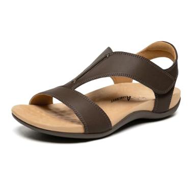 Imagem de Athlefit Sandálias ortopédicas femininas com suporte de arco, Marrom, 37
