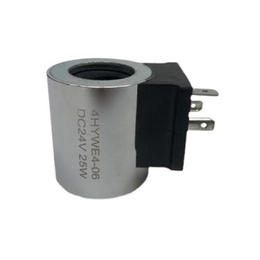 Imagem de 1 bobina de válvula solenoide hidráulica 4HYWE4-06 diâmetro interno 14 mm altura 40 mm CC 12 V CC 24 V 25 W (24 V)