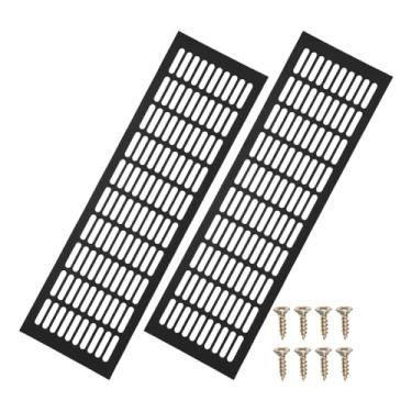 Imagem de PATIKIL 2 peças de tampa de ventilação de porta de 50 x 15 cm, capa de ventilação de grade de alumínio com parafusos de montagem para porta de teto de armário de guarda-roupa, preto