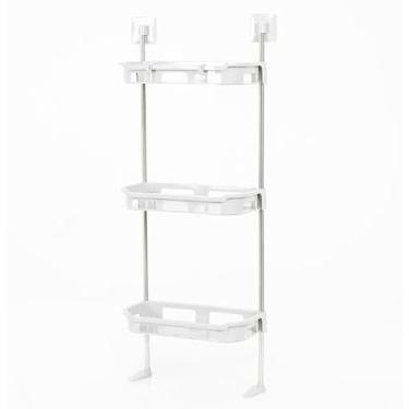 Imagem de prateleira 3 andares plástico banheiro, organizador multiuso cozinha e banheiro, rack de plástico rígido (BRANCO)